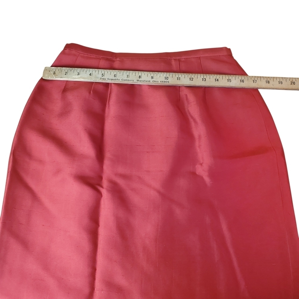 Vntg 90s Kay Unger Red Silk Suit. Cropped Jacket and Skirt. Size 10. #219 - Picture 11 of 16
